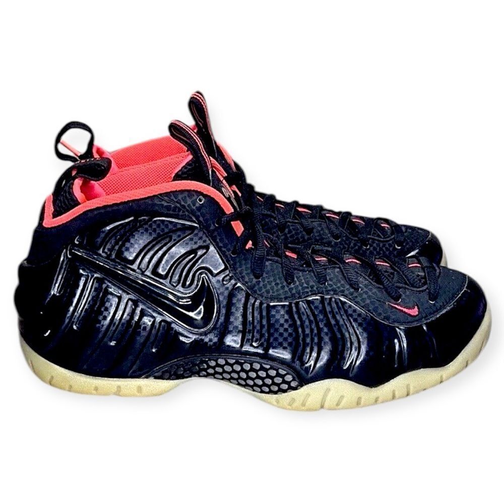 Nike Air Foamposite Pro PRM Yeezy Black Solar Red Mens LaceUp Sneakers Sz 9.5